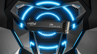 Promotional image for the Crucial T700 Gen5 NVMe SSD.