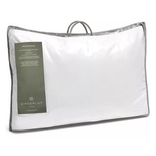 a Ginglerlily Silk Pillow in its packaging against a white background