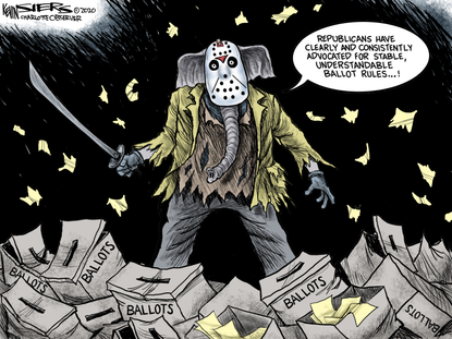 Political Cartoon U.S. GOP ballots election Friday the 13th