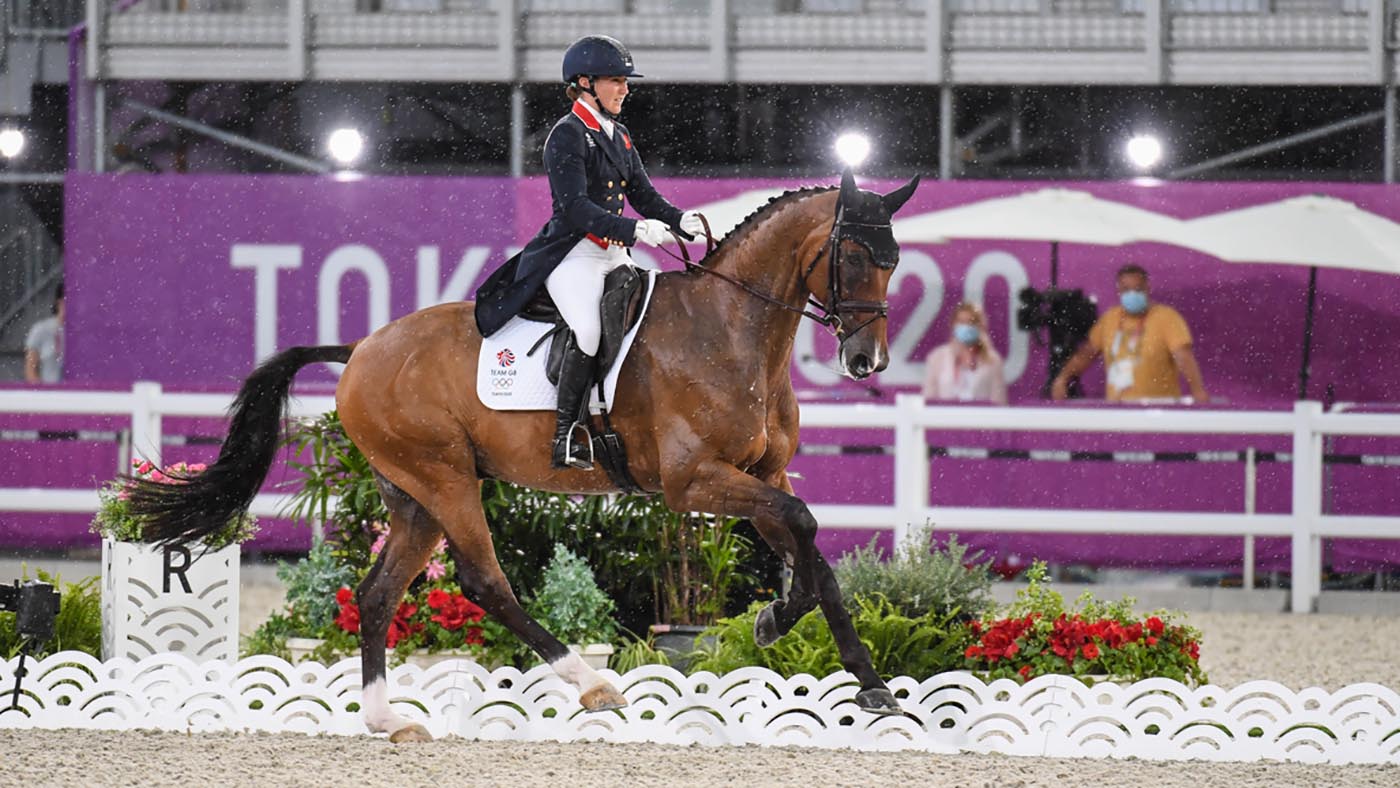Olympic eventing dressage test:Laura Collett riding London 52 in the eventing dressage at the Tokyo 2020 Olympic Games