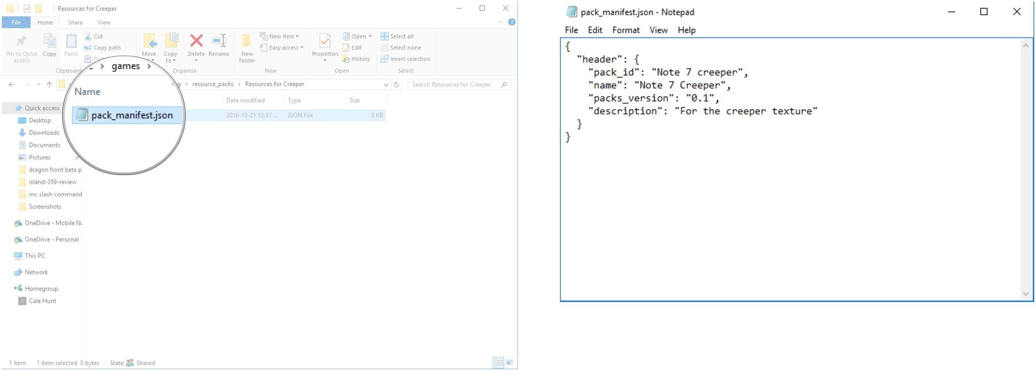 Double-click the pack_manifest document. Copy and paste the code.