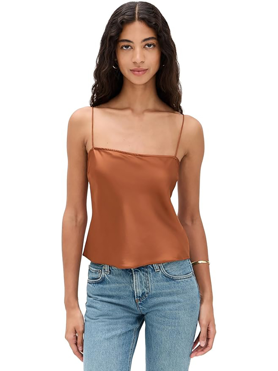 Good American, Good American Women's Satin Camisole, Copper004, Brown, M