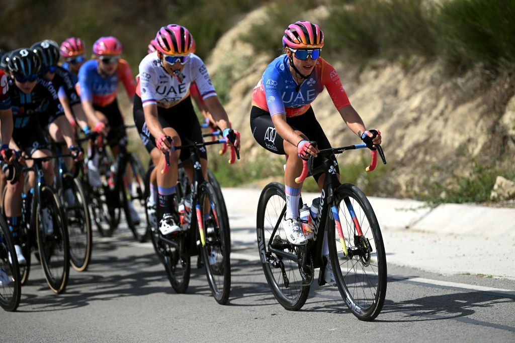 PILAR DE LA HORADADA SPAIN MAY 02 Silvia Persico of Italy and UAE Team Adq competes during the 9th La Vuelta Femenina 2023 Stage 2 a 1058km stage from Orihuela to Pilar de la Horadada UCIWWT on May 02 2023 in Pilar de la Horadada Spain Photo by Dario BelingheriGetty Images