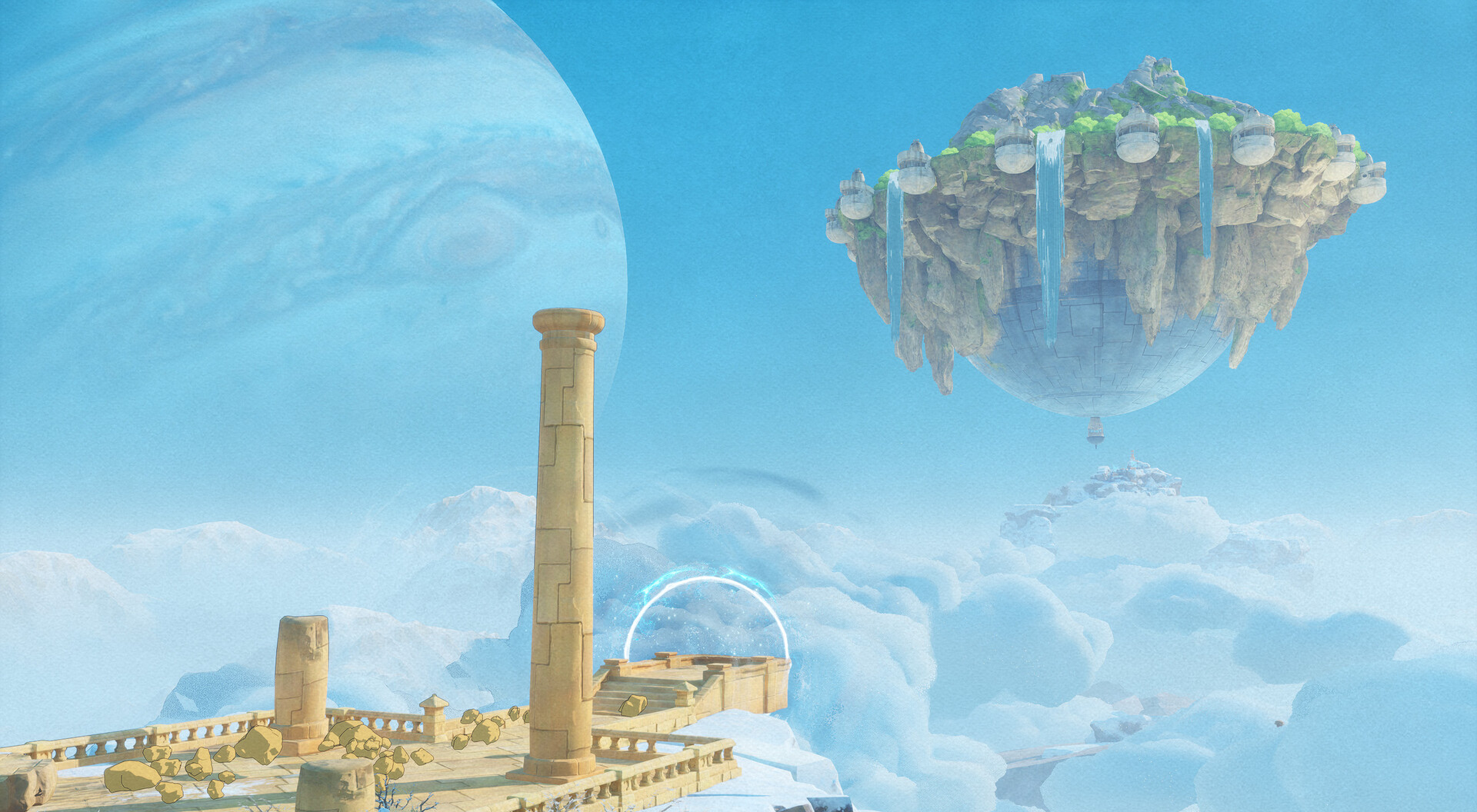 sky island and other ruins above clouds in Euorpa