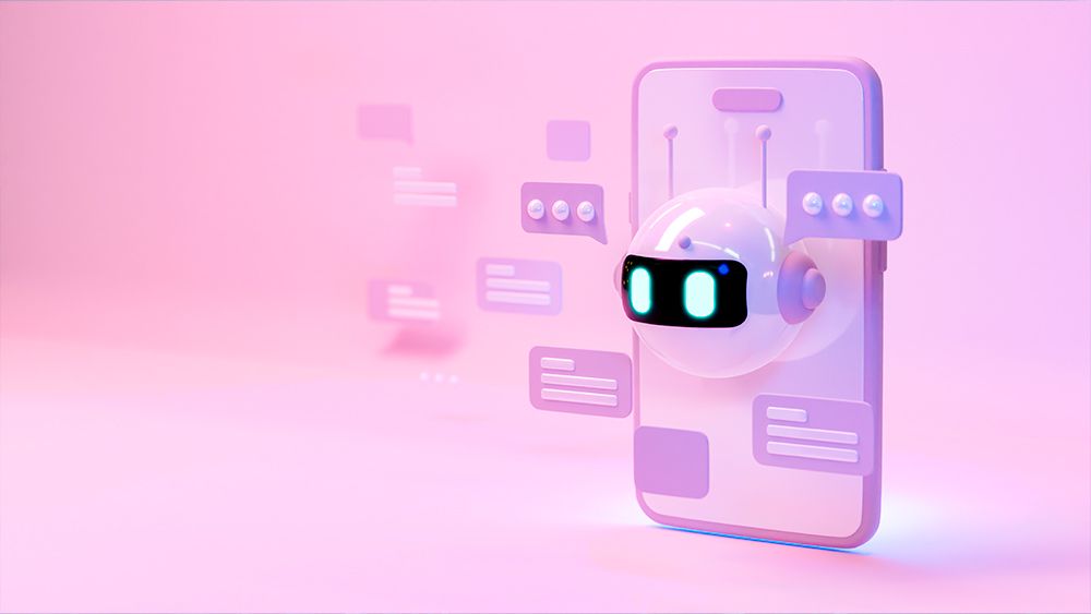 A digital illustration representing an AI chatbot