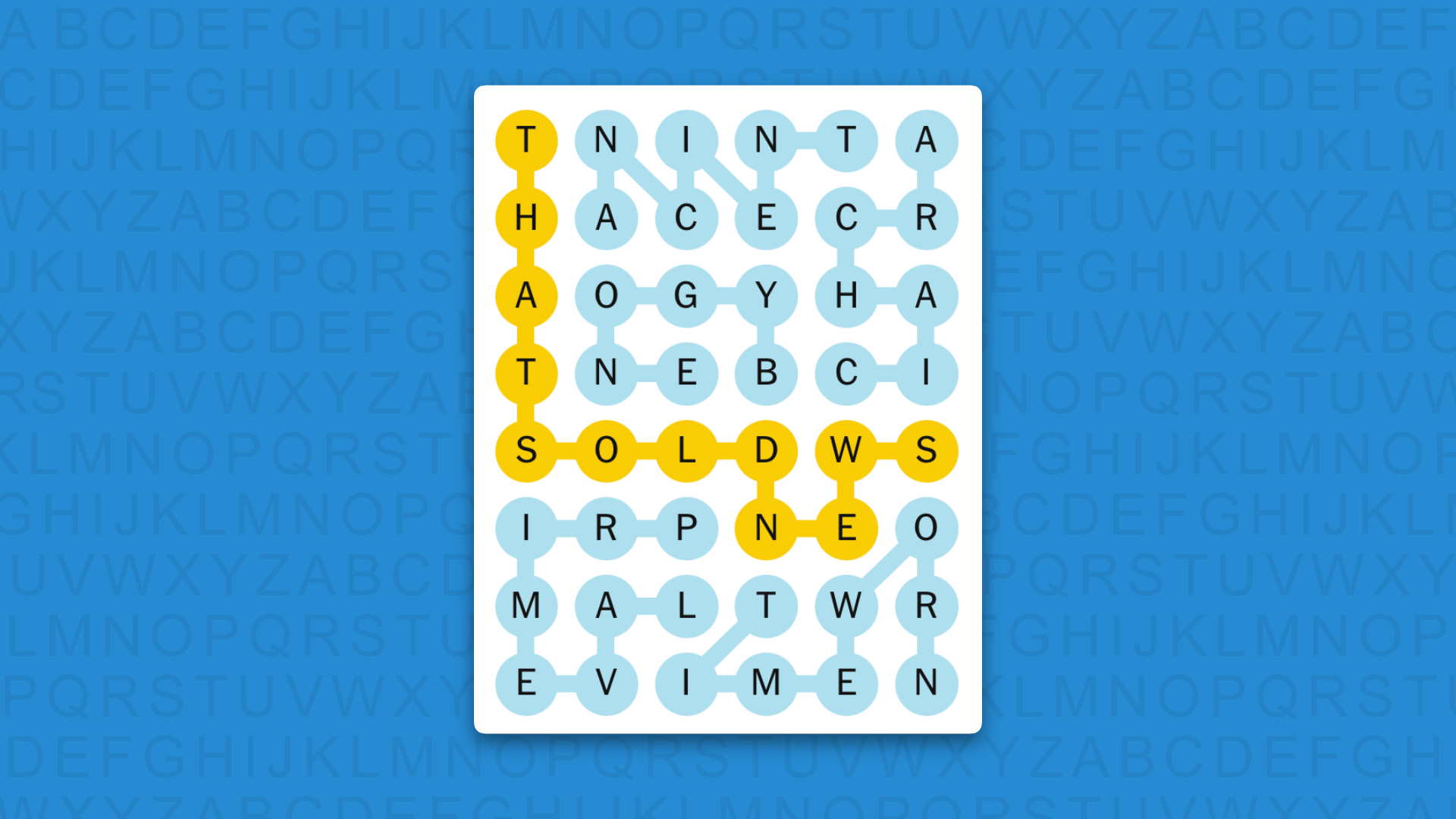 NYT Strands answers for game 934 on a blue background