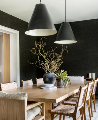 A dining room in black