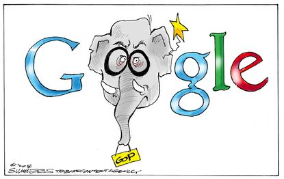 Political cartoon U.S. GOP Trump Google regulation