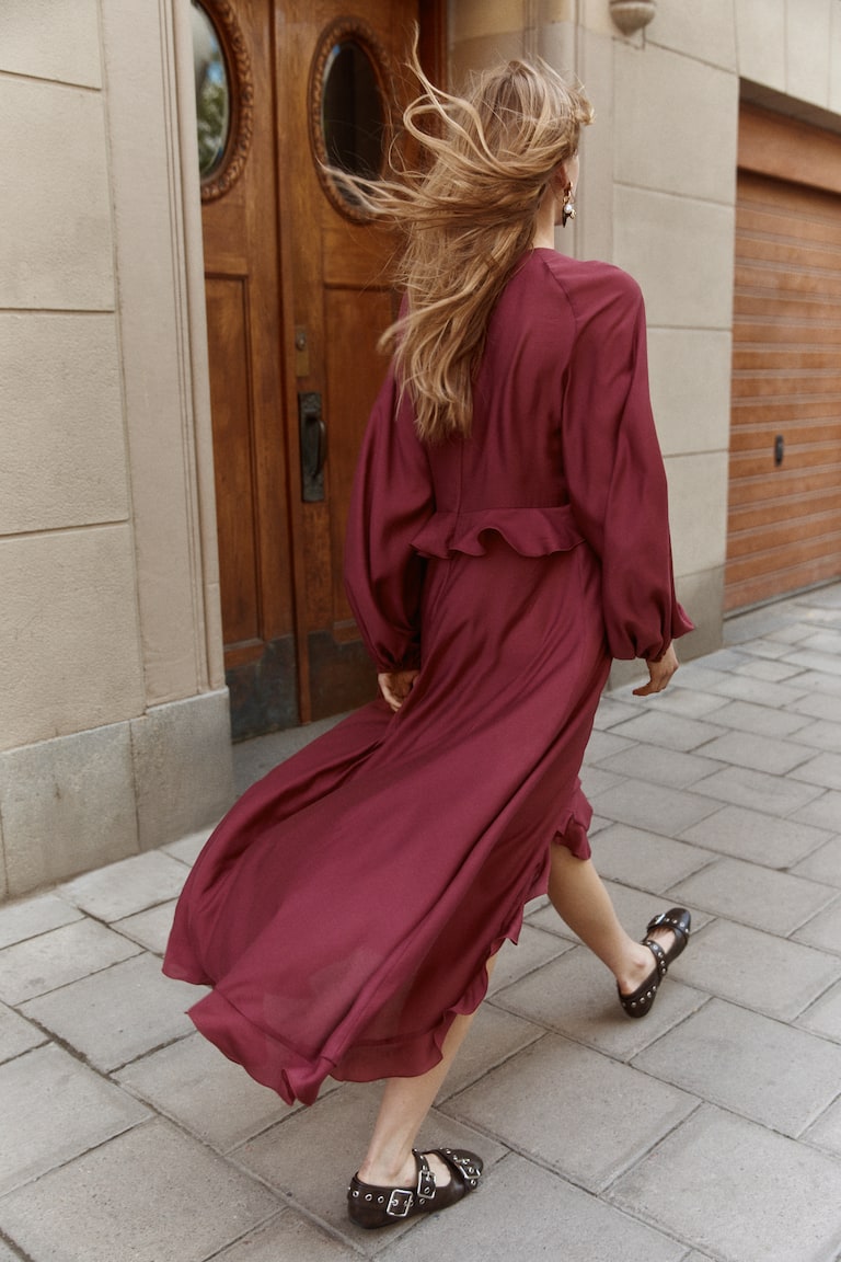 Flounce-Trimmed Maxi Dress