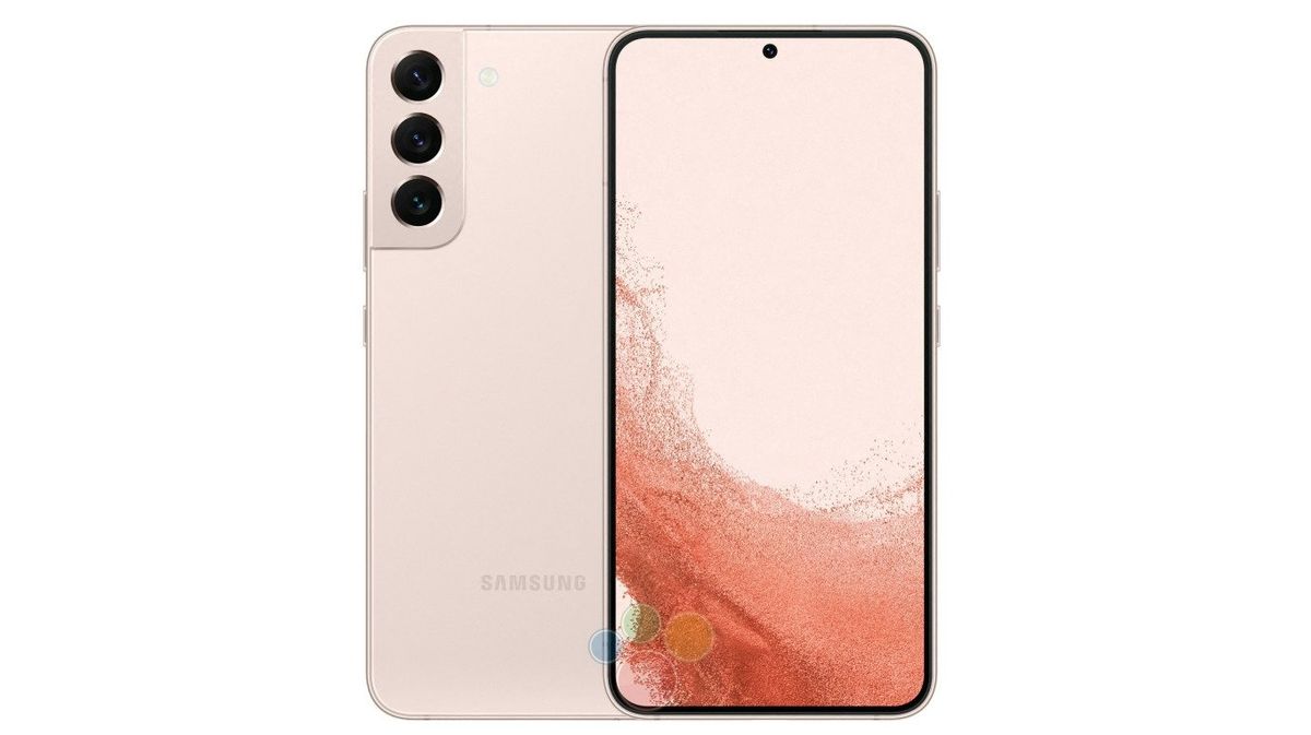A leaked image of the Samsung Galaxy S22 Plus from the front and back