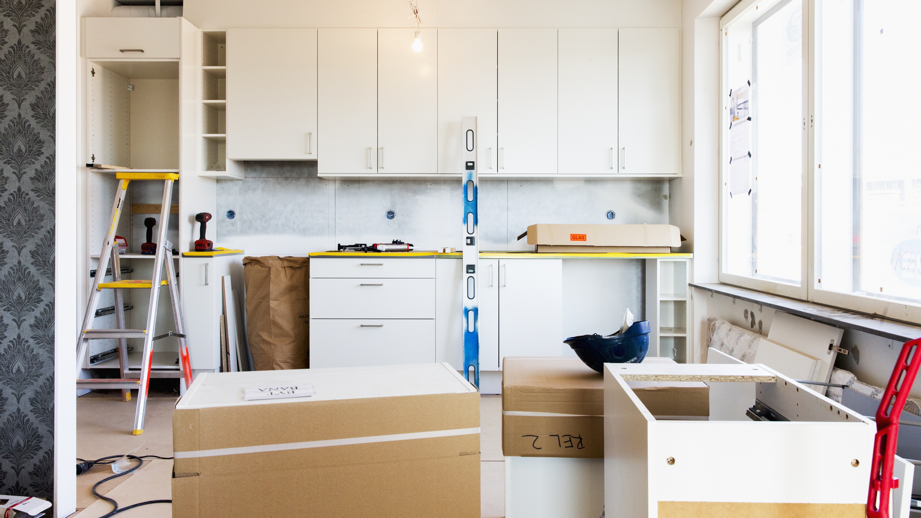 A kitchen is in the midst of a remodel.