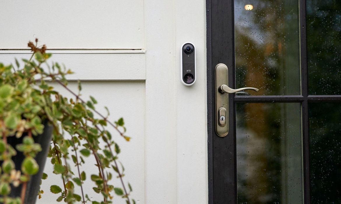 Arlo Video Doorbell installed on a front porch