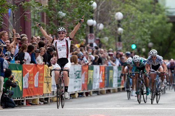 Kirsty Broun (Riverstone CDA) claims a stage victory at the Nature Valley Grand Prix.