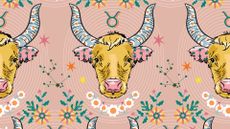 Taurus zodiac star seamless pattern. Taurus sign symbol stars Vector.