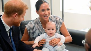 CAPE TOWN, SOUTH AFRICA - SEPTEMBER 25: Prince Harry, Duke of Sussex, Meghan, Duchess of Sussex and their baby son Archie Mountbatten-Windsor meet Archbishop Desmond Tutu and his daughter Thandeka Tutu-Gxashe at the Desmond & Leah Tutu Legacy Foundation during their royal tour of South Africa on September 25, 2019 in Cape Town, South Africa.