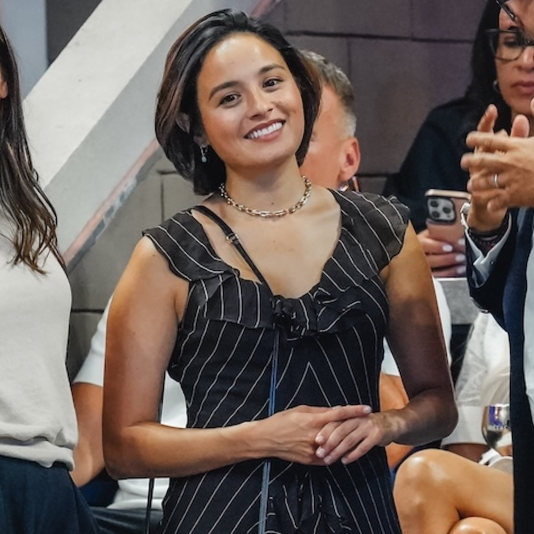 Chase Sui Wonders attends the 2025 US Open wearing a striped dress