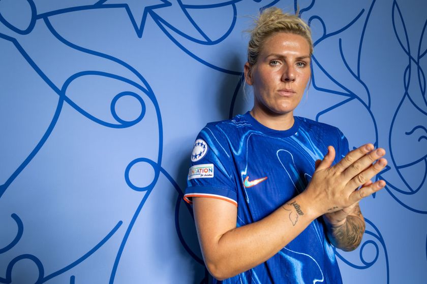 Millie Bright of Chelsea poses for a portrait during the Chelsea FC Portraits Session at Chelsea Training Ground on September 17, 2024 in Cobham, England.