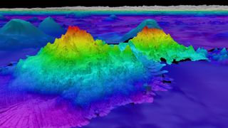 A multicolor sonar map of a large seamount