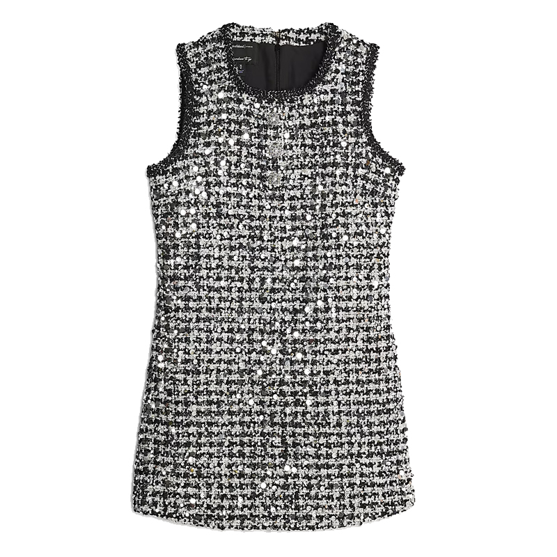 sleeveless monochrome boucle dress, River Island