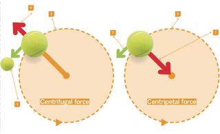 Centrifugal and Centripetal forces in action.
