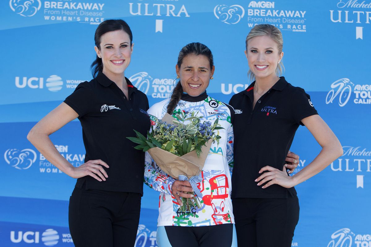 Arlenis Sierra (Astana Women's Team) in the best young rider jersey