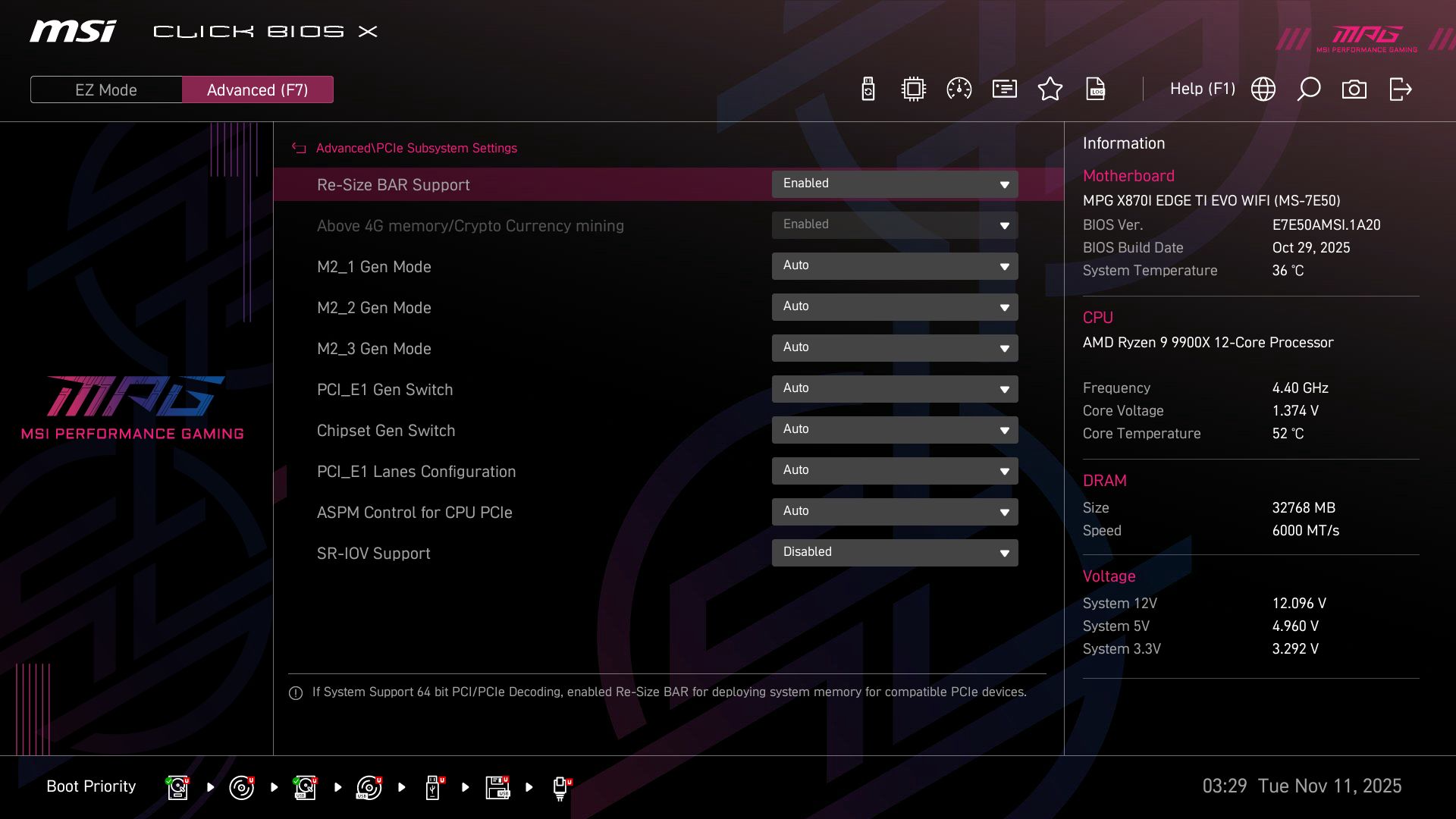 MSI X870I Edge Ti Evo Wifi - BIOS