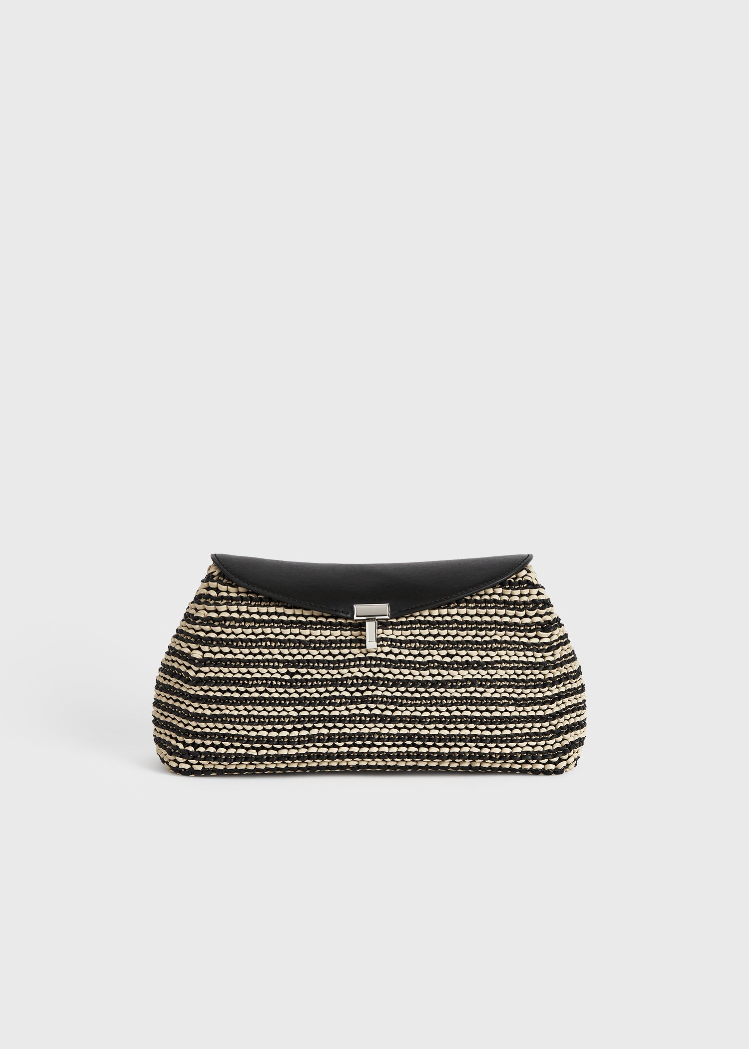 T-Lock Woven-Leather Clutch Black/sand