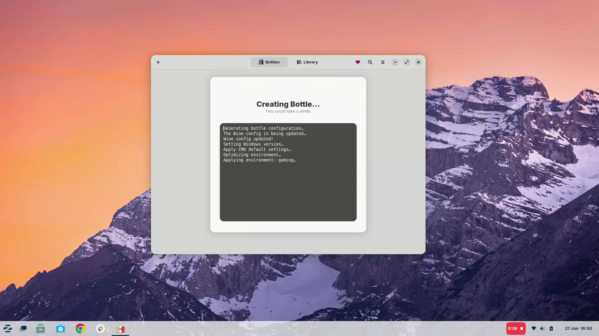 Zorin OS running Bottles