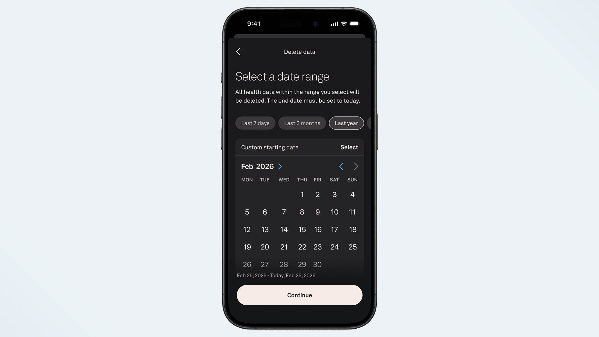 screesnhot of Oura Data Deletion