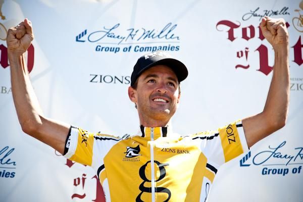 Francisco Mancebo (Rock Racing) very happy with his win and the yellow jersey.
