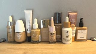 an image of the some of the best serum foundation products we tried
