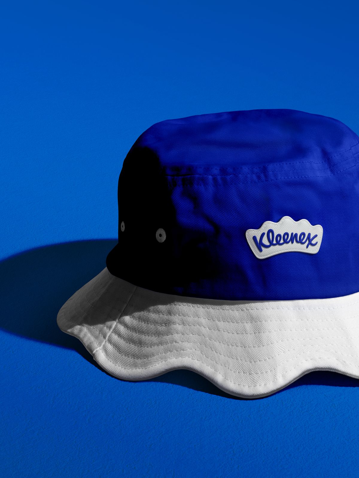 Kleenex brand on a hat