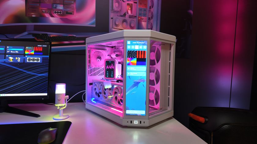 Hyte&#039;s booth at Computex 2025, where it showed off brand new colourful PC cases.