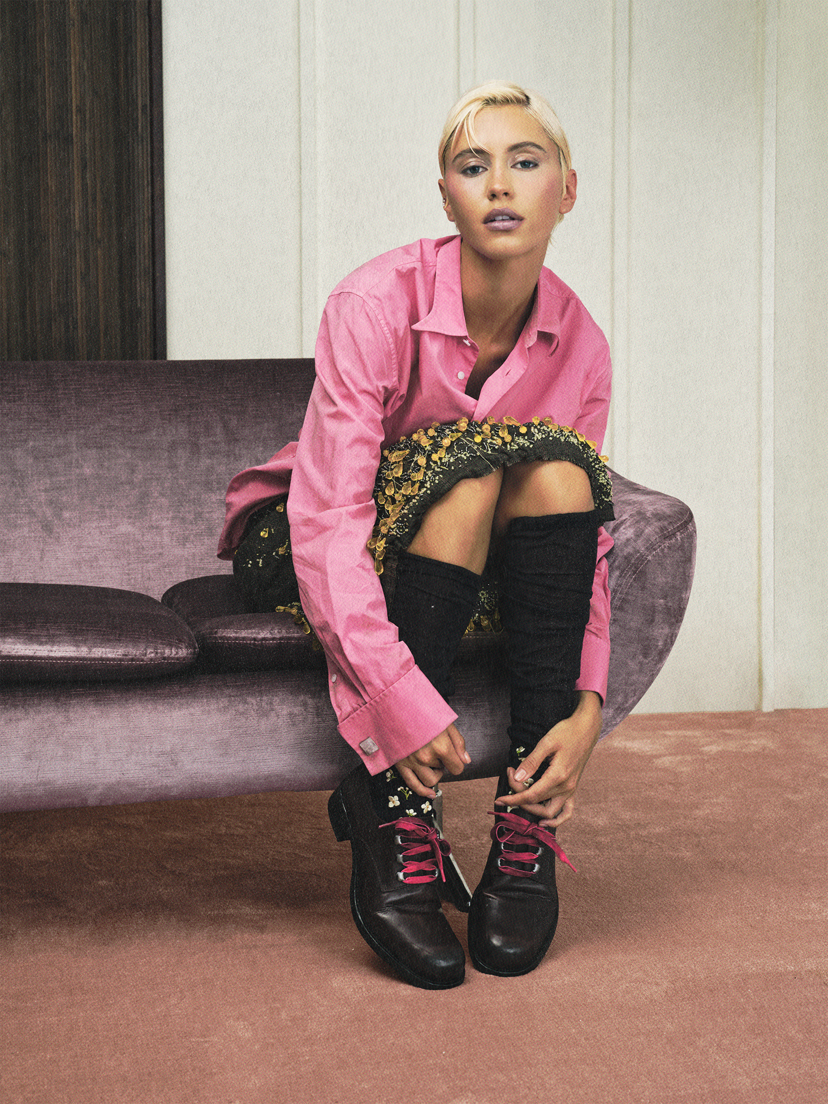 Iris Law poses on the cover of Who What Wear for the 20th Anniversary October 2026 edition