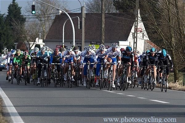The peloton stretched right across the roads