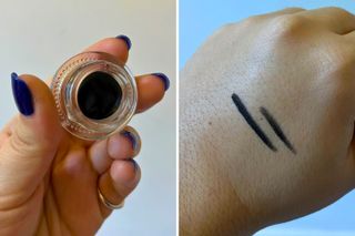 jones road gel eyeliner pot in black and swatches