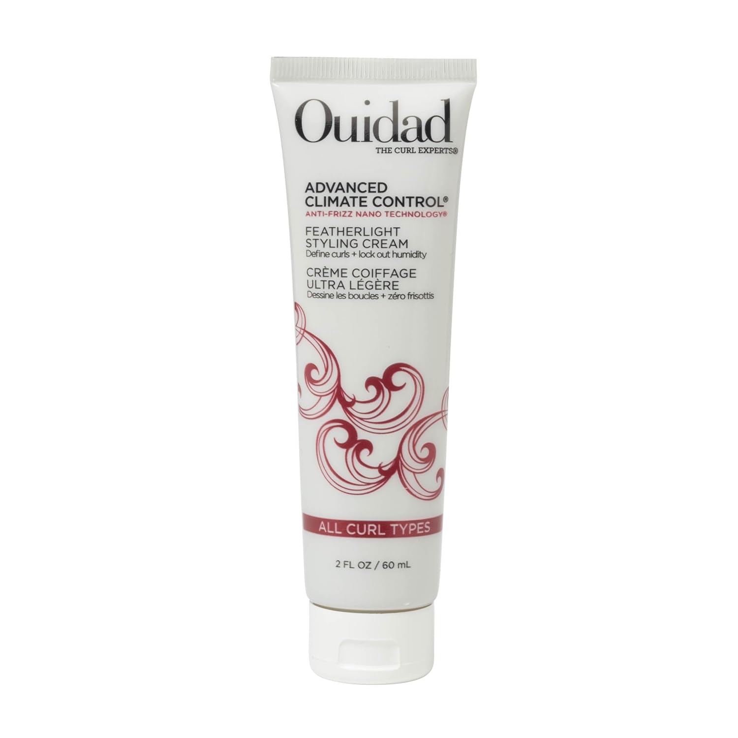 Ouidad Advanced Climate Control Styling Cream, 2 Fl Oz, Featherlight Curl Cream for Curly Hair, Shiny, Hydrated &amp;amp; Frizz-Free Curls, Sulfates, Parabens &amp;amp; Cruelty-Free Curly Hair Products