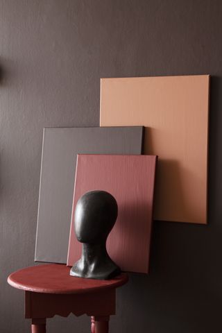 paint swatches in orange, red and deep purple from rockett st george