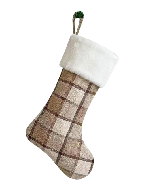 Vintage Plaid Faux Fur Stocking