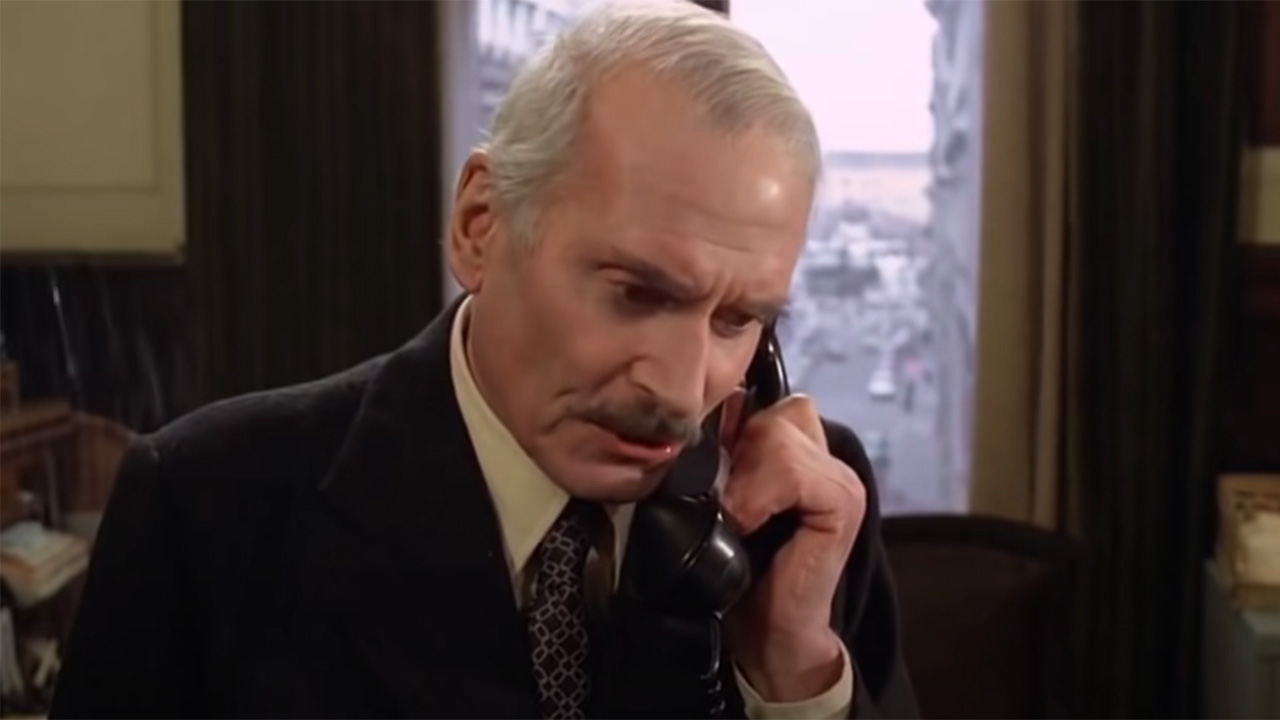 Laurence Olivier answering the phone in The Boys From Brazil.