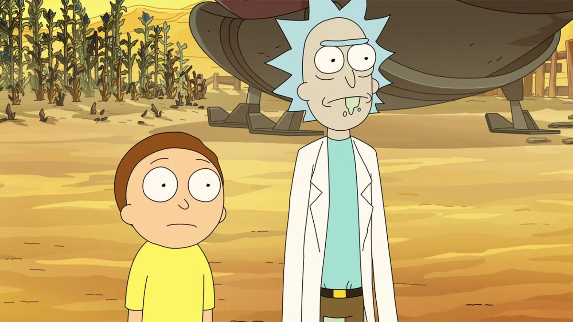 Rick and Morty stare at something offscreen