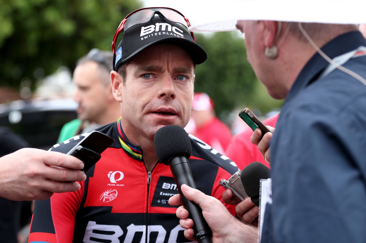 Cadel Evans cut a serious figure on the start of stage 1