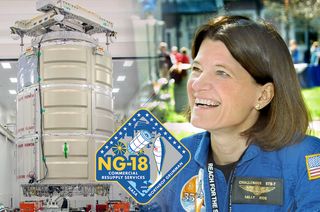 Northrop Grumman's NG-18 Cygnus cargo spacecraft, seen in flight processing at left, has been named the "S.S. Sally Ride" in honor of the first American woman to fly into space.