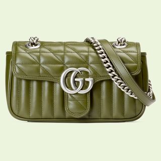 GG Marmont Mini Shoulder Bag in Forest Green Leather