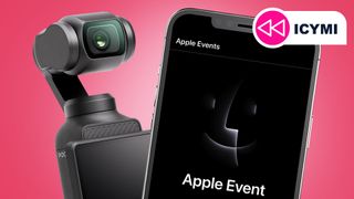 The DJI Pocket 3 and iPhone 15 on a pink background
