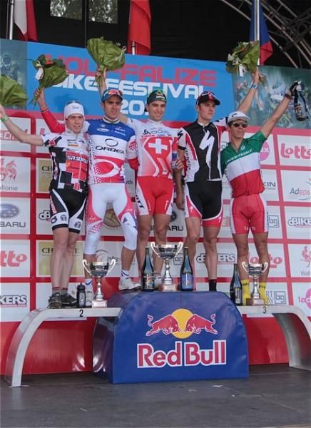 The elite men's podium in Houffalize