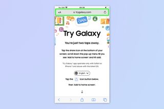 A screenshot showing how to try Galaxy on iPhone