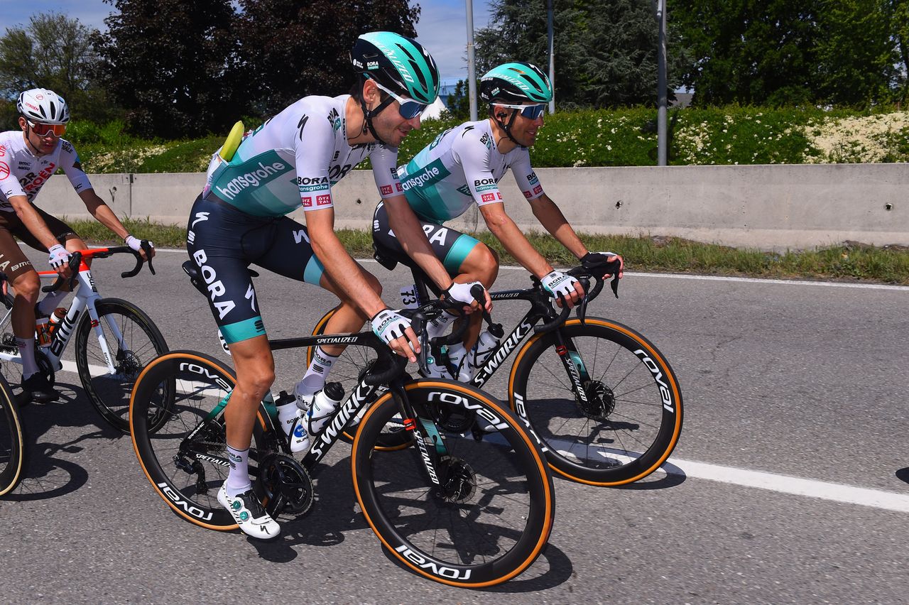 Giro d'Italia 2021 - 104th Edition - 5th stage Modena - Cattolica 177 km - 12/05/2021 - Emanuel Buchmann (GER - Bora - Hansgrohe) - Cesare Benedetti (ITA - Bora - Hansgrohe) - photo Dario Belingheri/BettiniPhoto&Acirc;&copy;2021