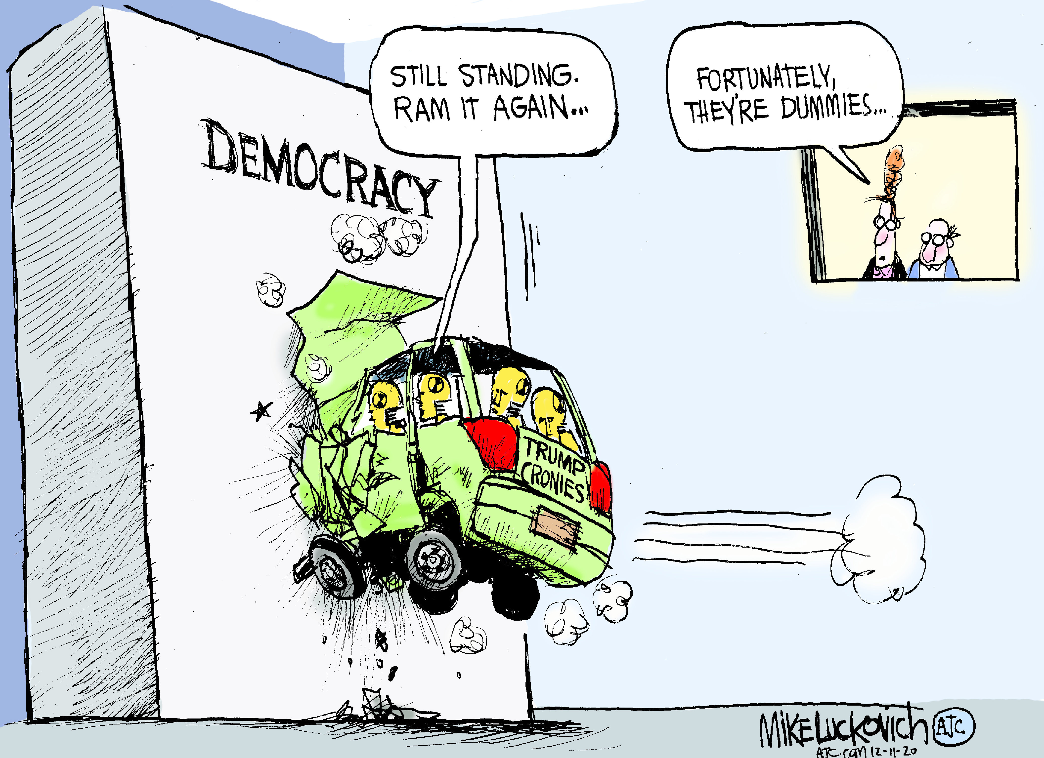 Political Cartoon U.S. Trump crash test dummies democracy lawsuits ...