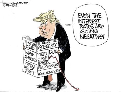 Political Cartoon Yield Curve Inverts Trump Recession